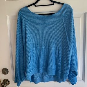 We the Free Blue Waffle Top